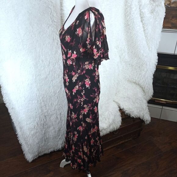 BLACK & PINK FLORAL SEQUIN DRESS SZ.S EUC - Picture 5 of 6